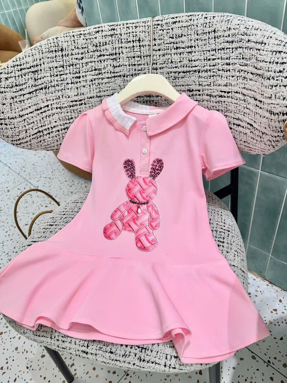 A597 - VÁY POLO THỎ HỒNG CỔ CÁCH ĐIỆU