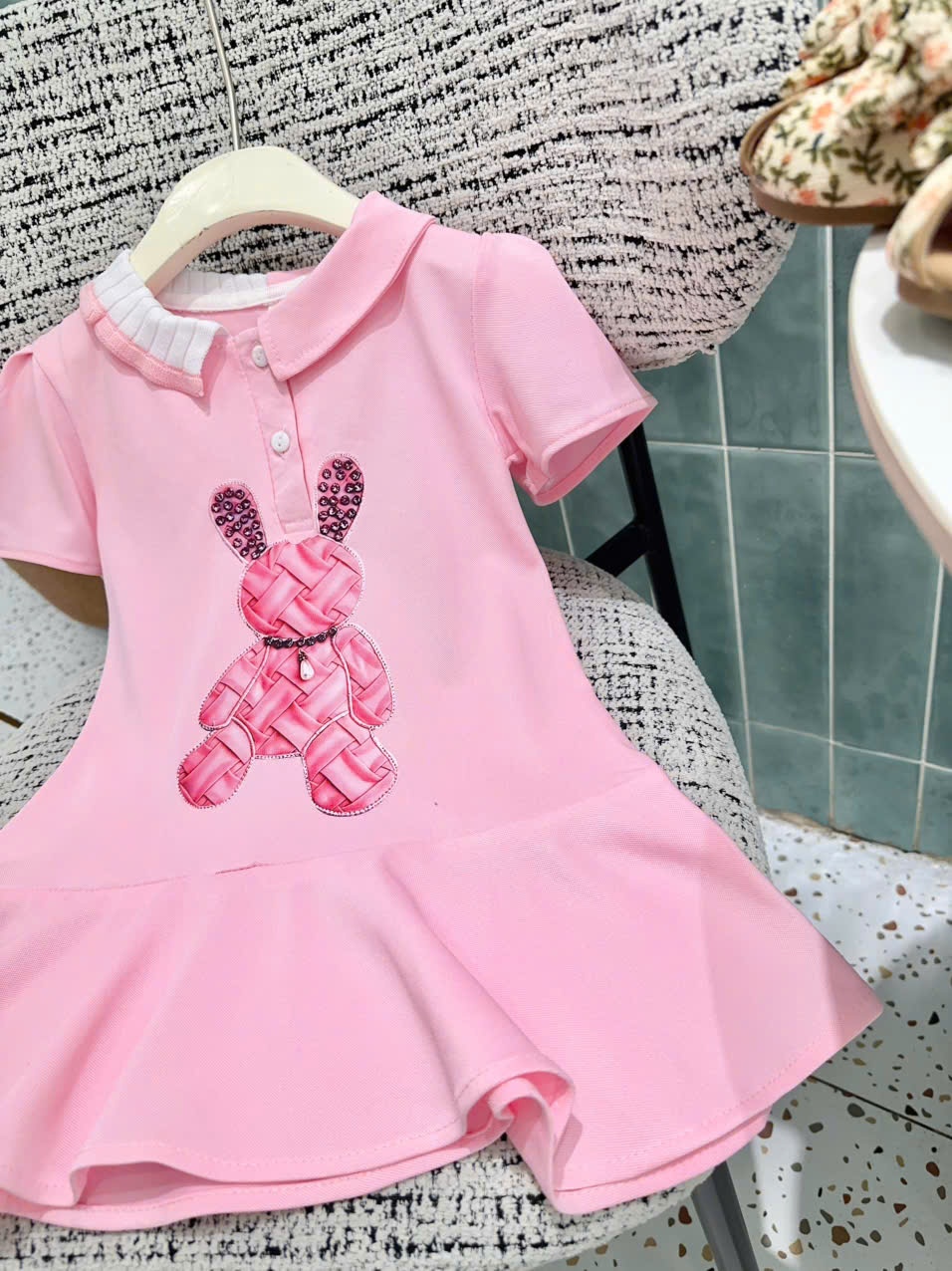 A597 - VÁY POLO THỎ HỒNG CỔ CÁCH ĐIỆU