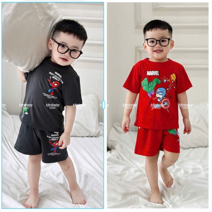 A922 - SET 2 BỘ MARVEL ĐEN ĐỎ BÉ TRAI