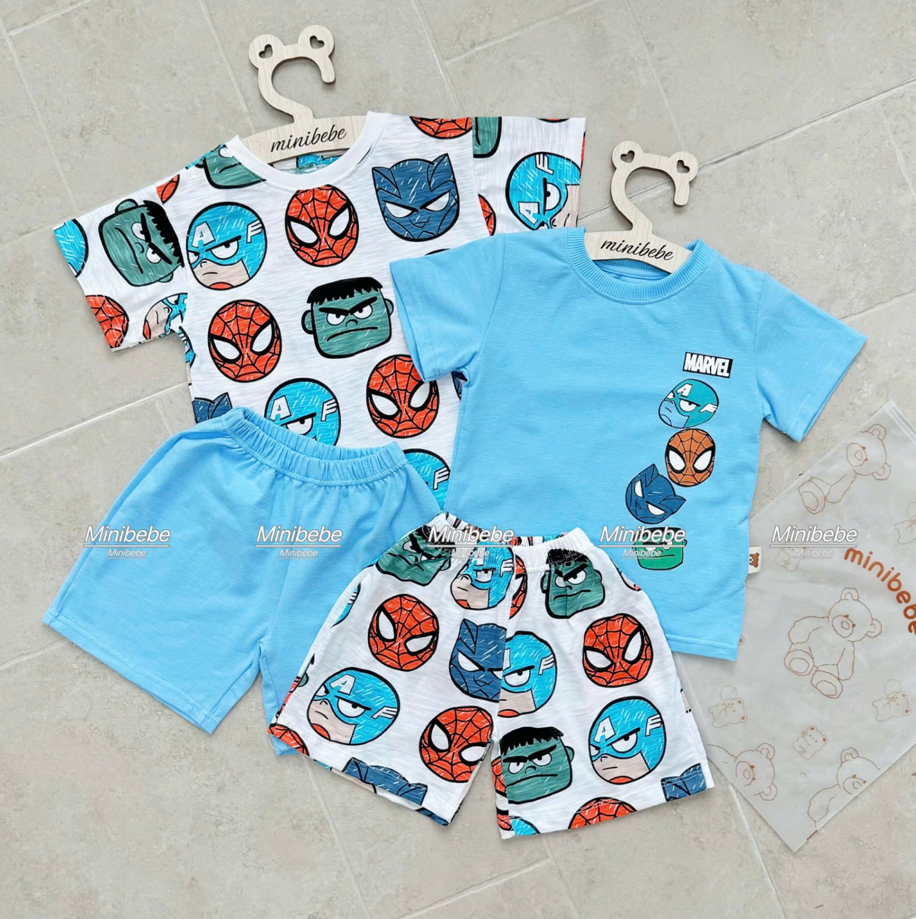 A953 - SET 2 BỘ MẶT ANH HÙNG MARVEL TONE XANH NGỌC