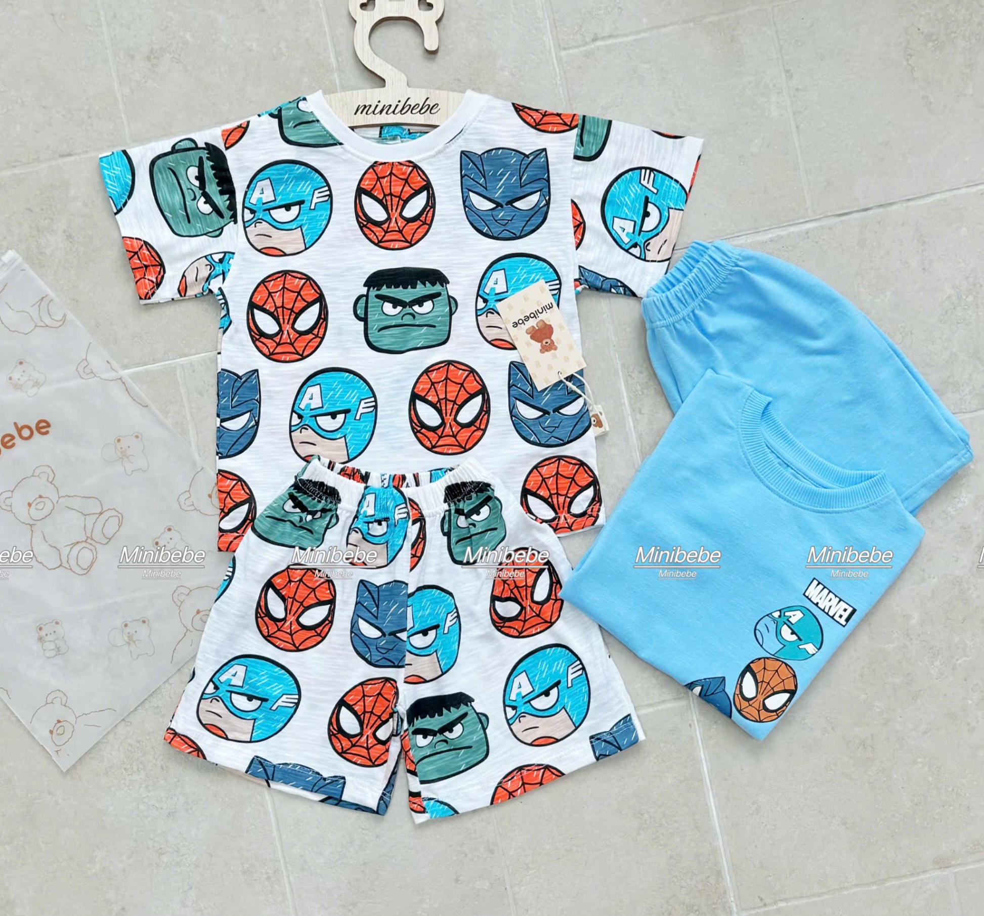 A953 - SET 2 BỘ MẶT ANH HÙNG MARVEL TONE XANH NGỌC