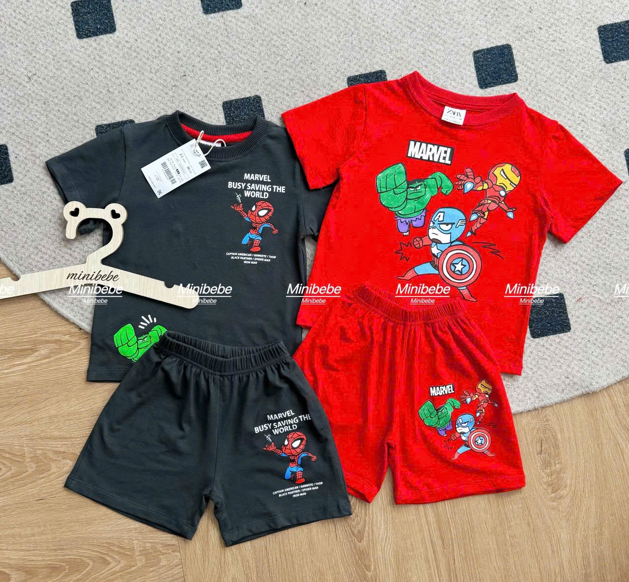 A922 - SET 2 BỘ MARVEL ĐEN ĐỎ BÉ TRAI