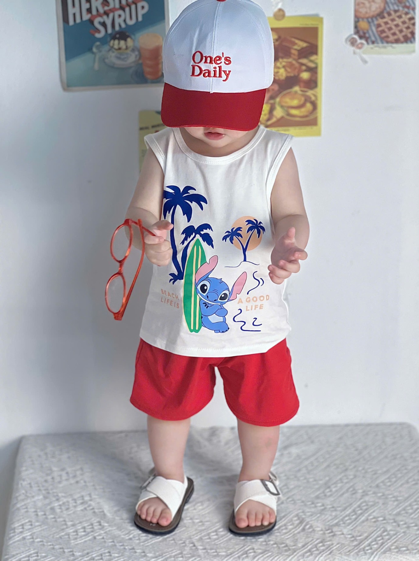 A168 - SET 2 BỘ BA LỖ XANH ÁO TRẮNG QUẦN ĐỎ