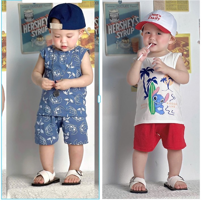 A168 - SET 2 BỘ BA LỖ XANH ÁO TRẮNG QUẦN ĐỎ