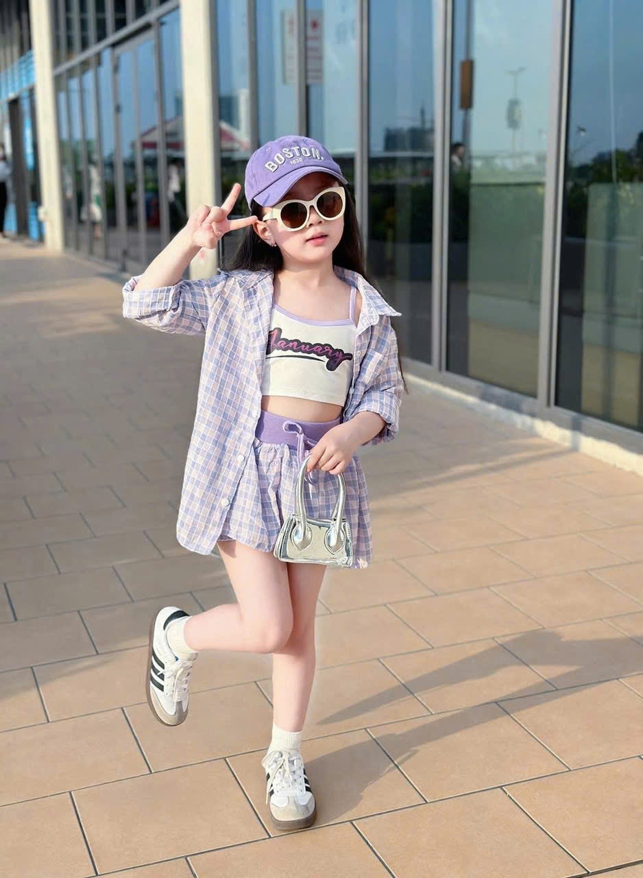 A356 - (GOM) SET 3 CHI TIẾT KẺ CARO 2 MÀU TÍM HỒNG