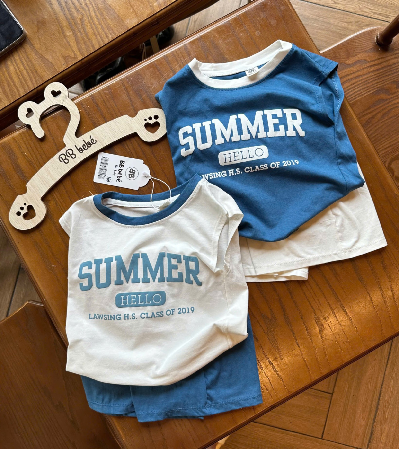 B893 - SET 2 BỘ BA LỖ SUMMER HELLO TRẮNG XANH