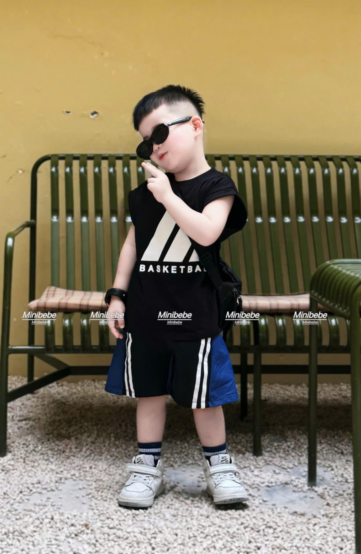 B821 - SET BỘ ĐEN PHỐI XANH BASKETBAL