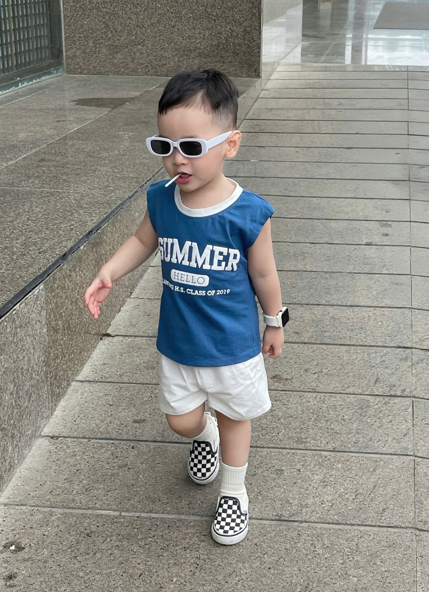 B893 - SET 2 BỘ BA LỖ SUMMER HELLO TRẮNG XANH