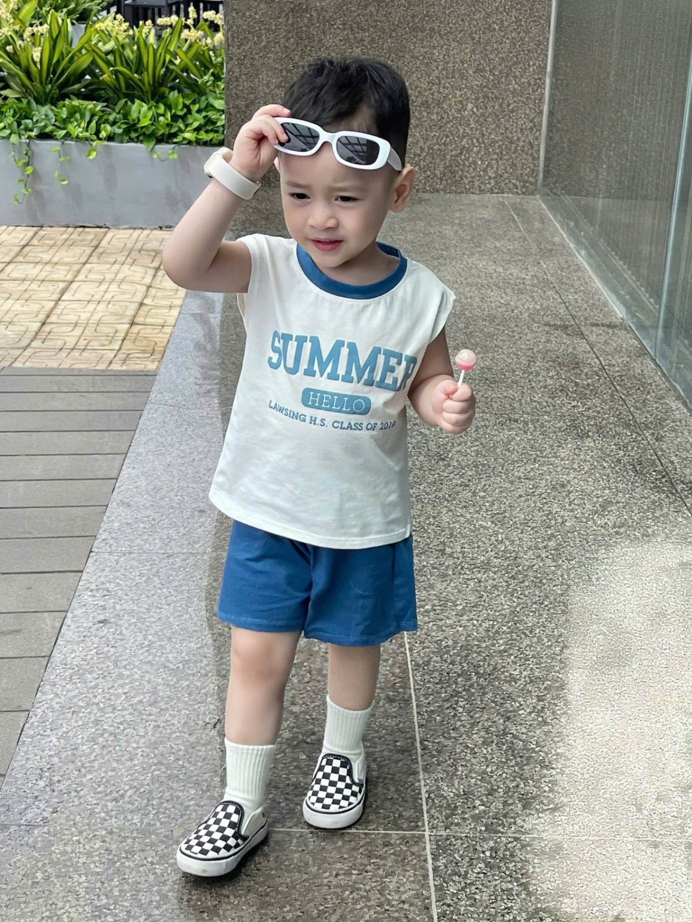 B893 - SET 2 BỘ BA LỖ SUMMER HELLO TRẮNG XANH