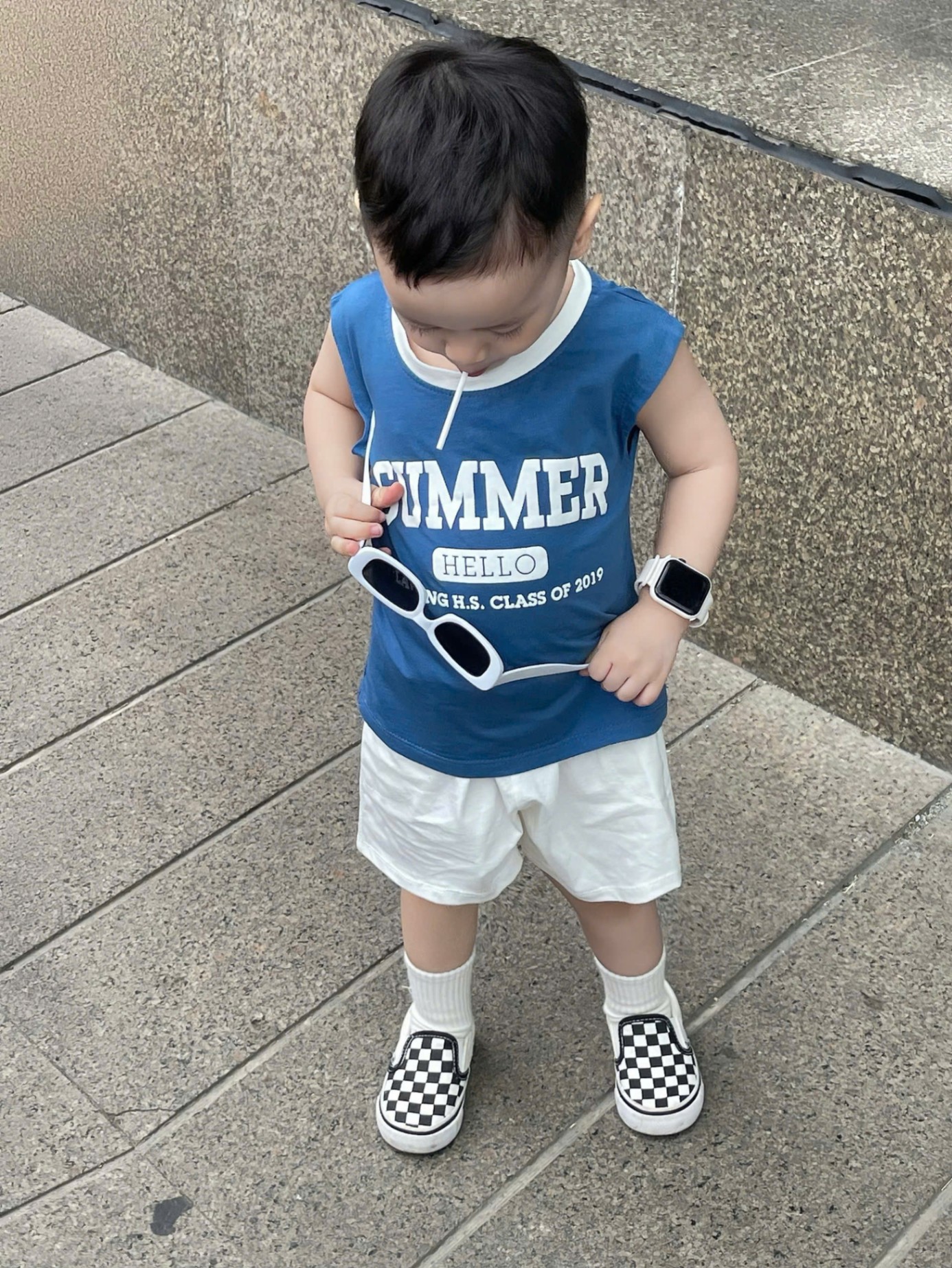 B893 - SET 2 BỘ BA LỖ SUMMER HELLO TRẮNG XANH