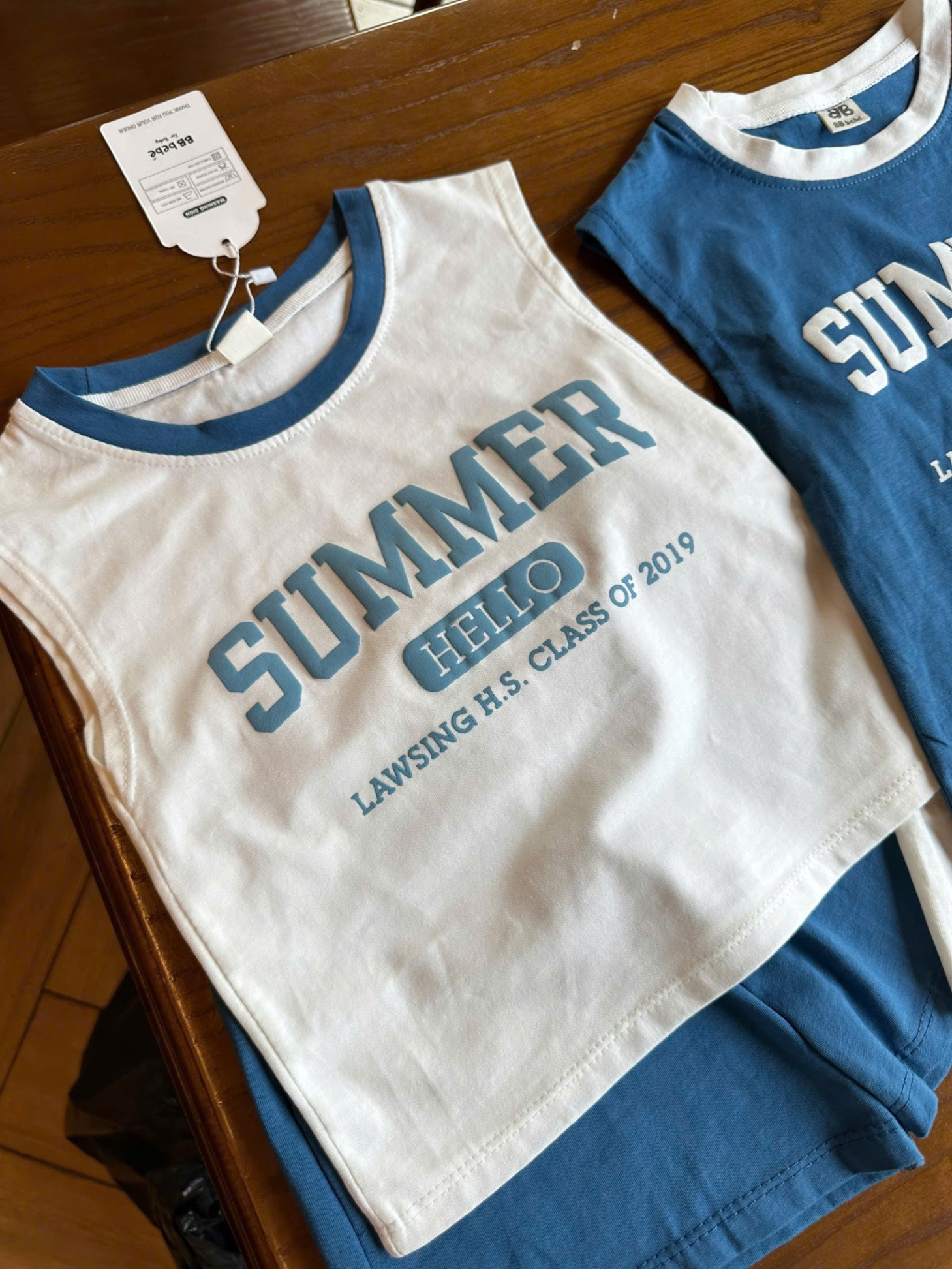 B893 - SET 2 BỘ BA LỖ SUMMER HELLO TRẮNG XANH