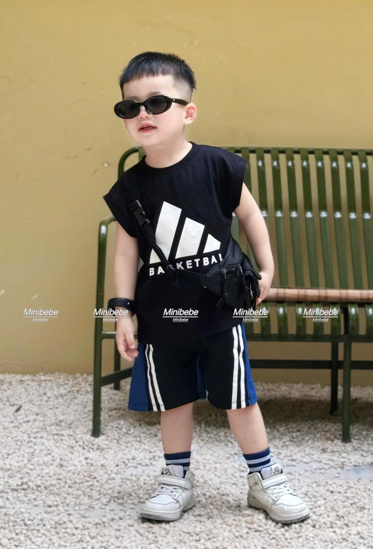 B821 - SET BỘ ĐEN PHỐI XANH BASKETBAL