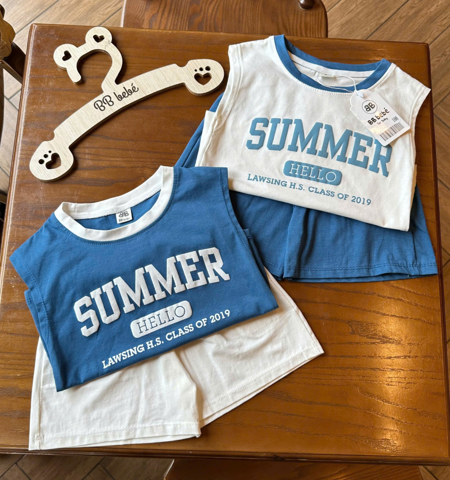 B893 - SET 2 BỘ BA LỖ SUMMER HELLO TRẮNG XANH