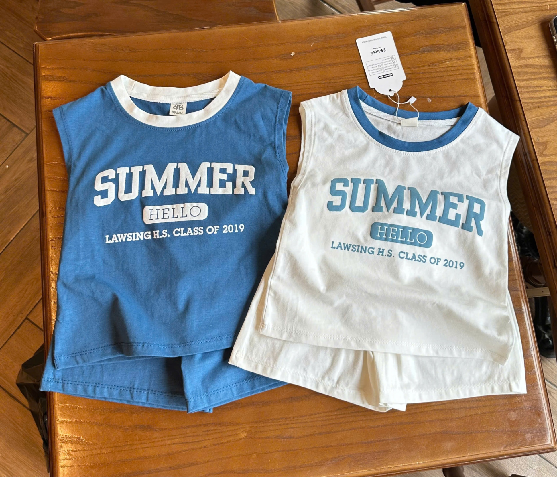 B893 - SET 2 BỘ BA LỖ SUMMER HELLO TRẮNG XANH