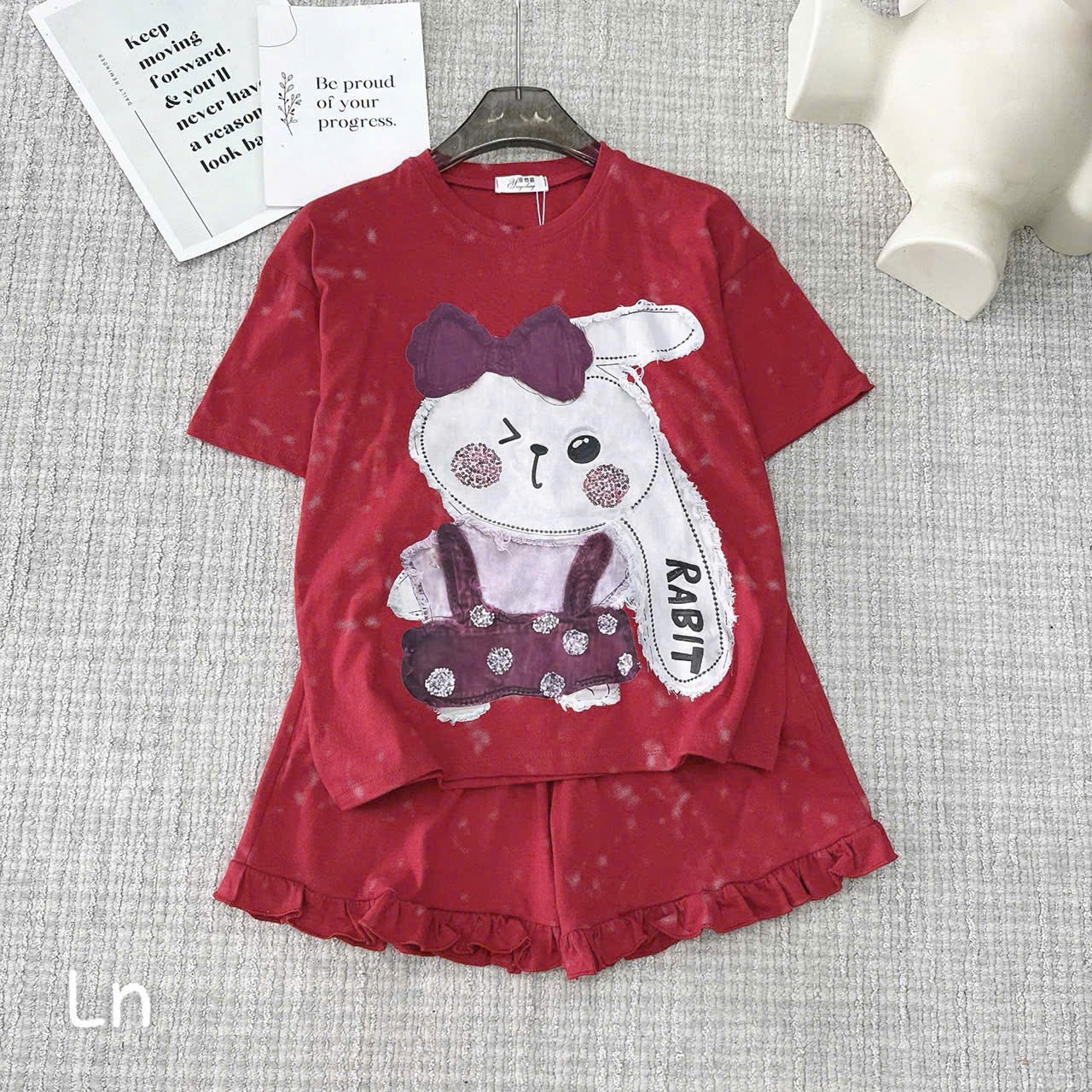 XẢ A243 - SET BỘ LOANG RABIT 2 MÀU ĐEN ĐỎ