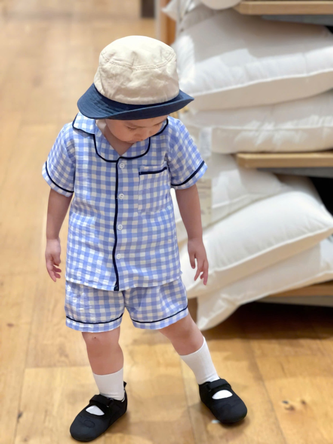 XẢ C390 - SET 2 BỘ PIJAMA GẤU CHÓ TRẮNG KẺ XANH
