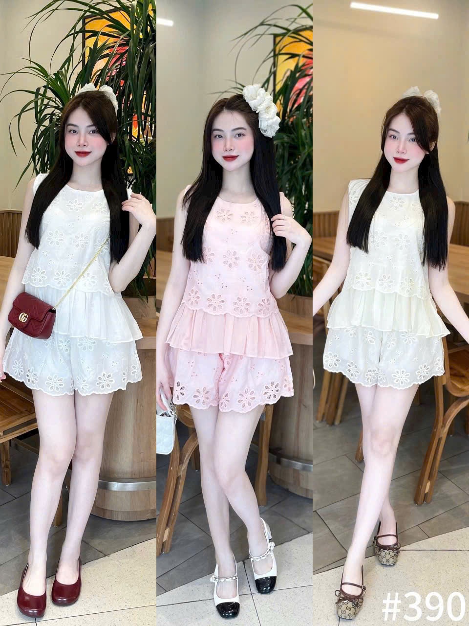 B592 - SET BỘ REN HOA SÁT NÁCH PHỐI TƠ MIX QUẦN ĐÙI