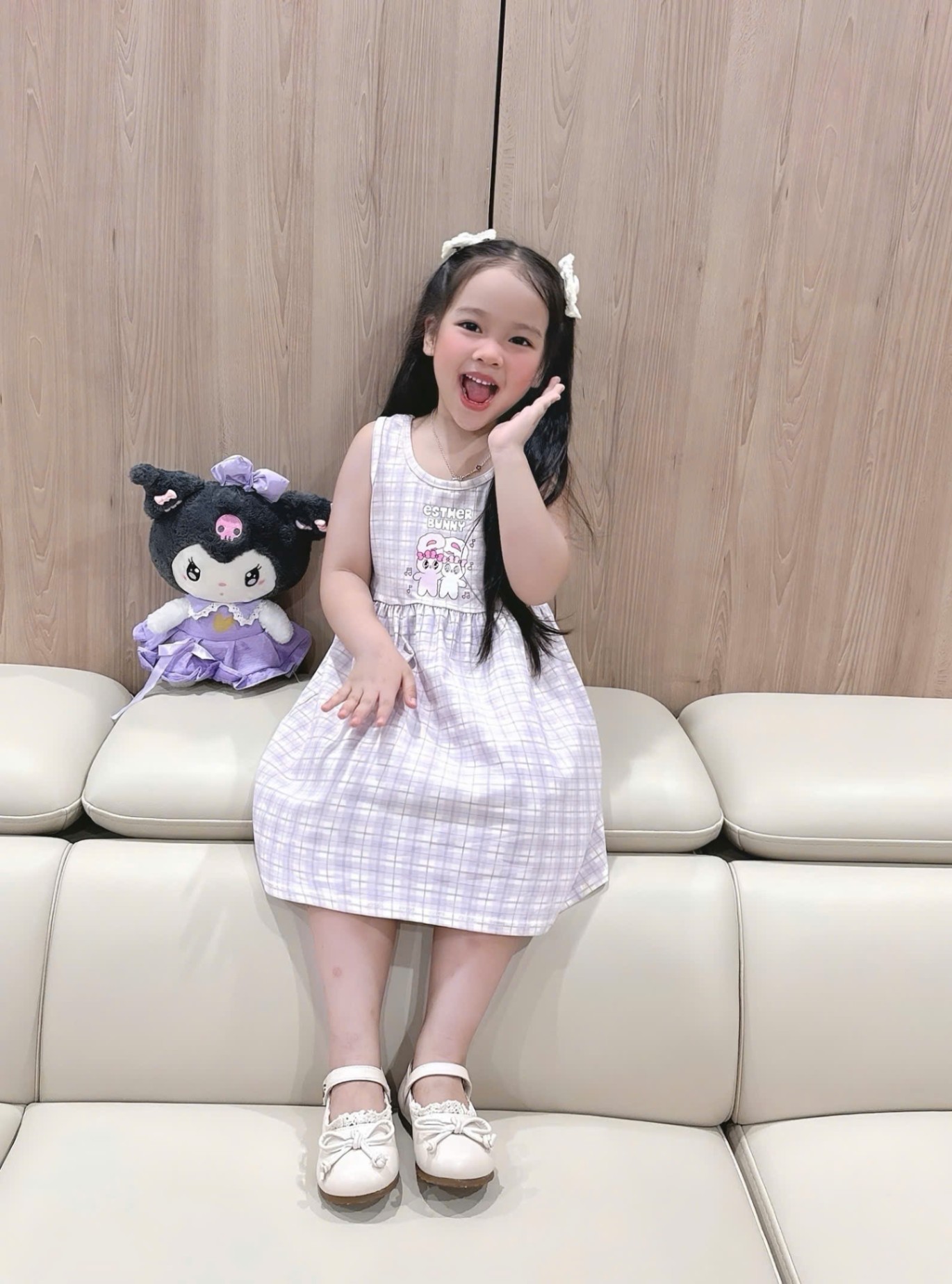 XẢ B981 - SET 2 VÁY ESTHER BUNNY HỒNG TÍM KẺ