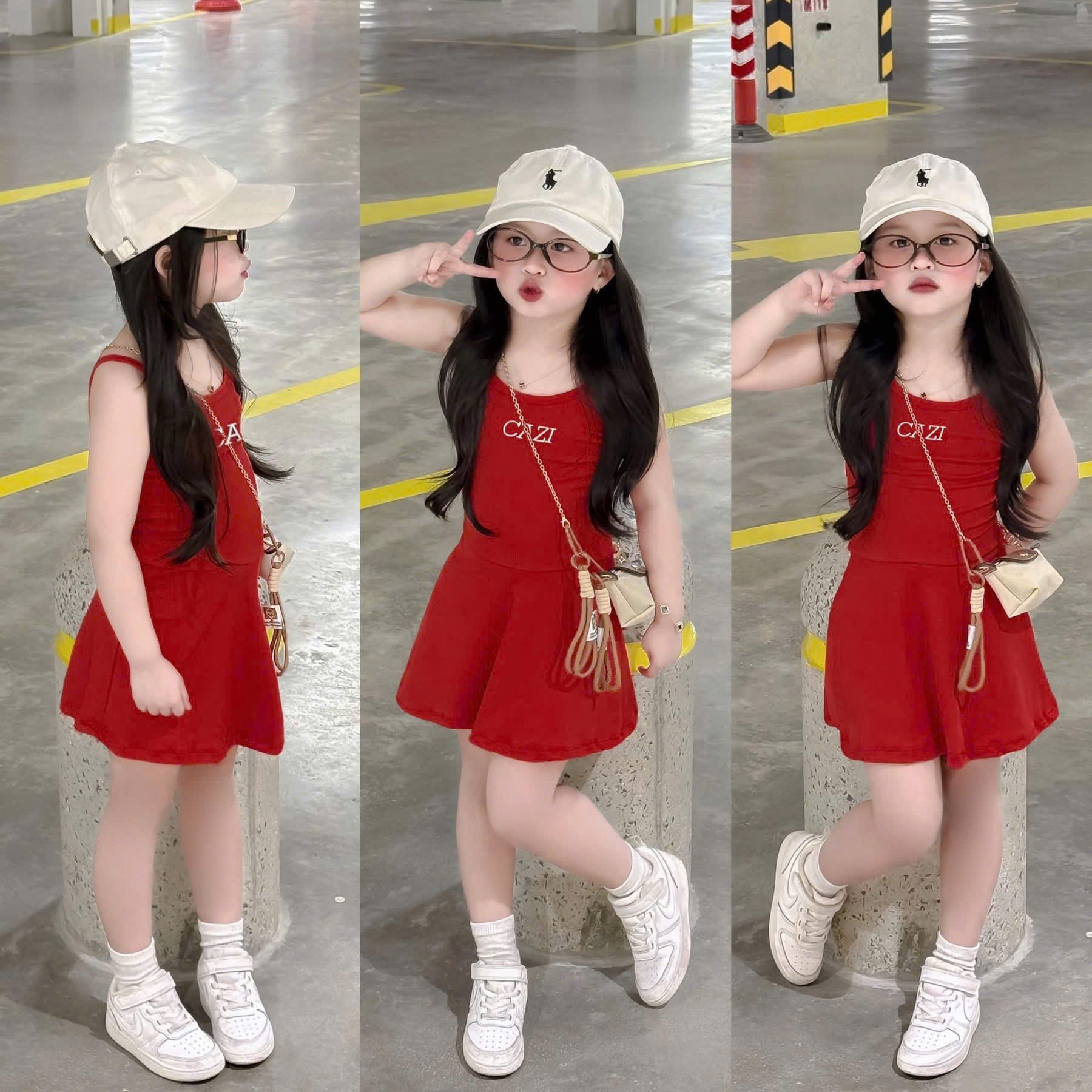 XẢ SET 2 VÁY TRẮNG ĐỎ CAZI - B617