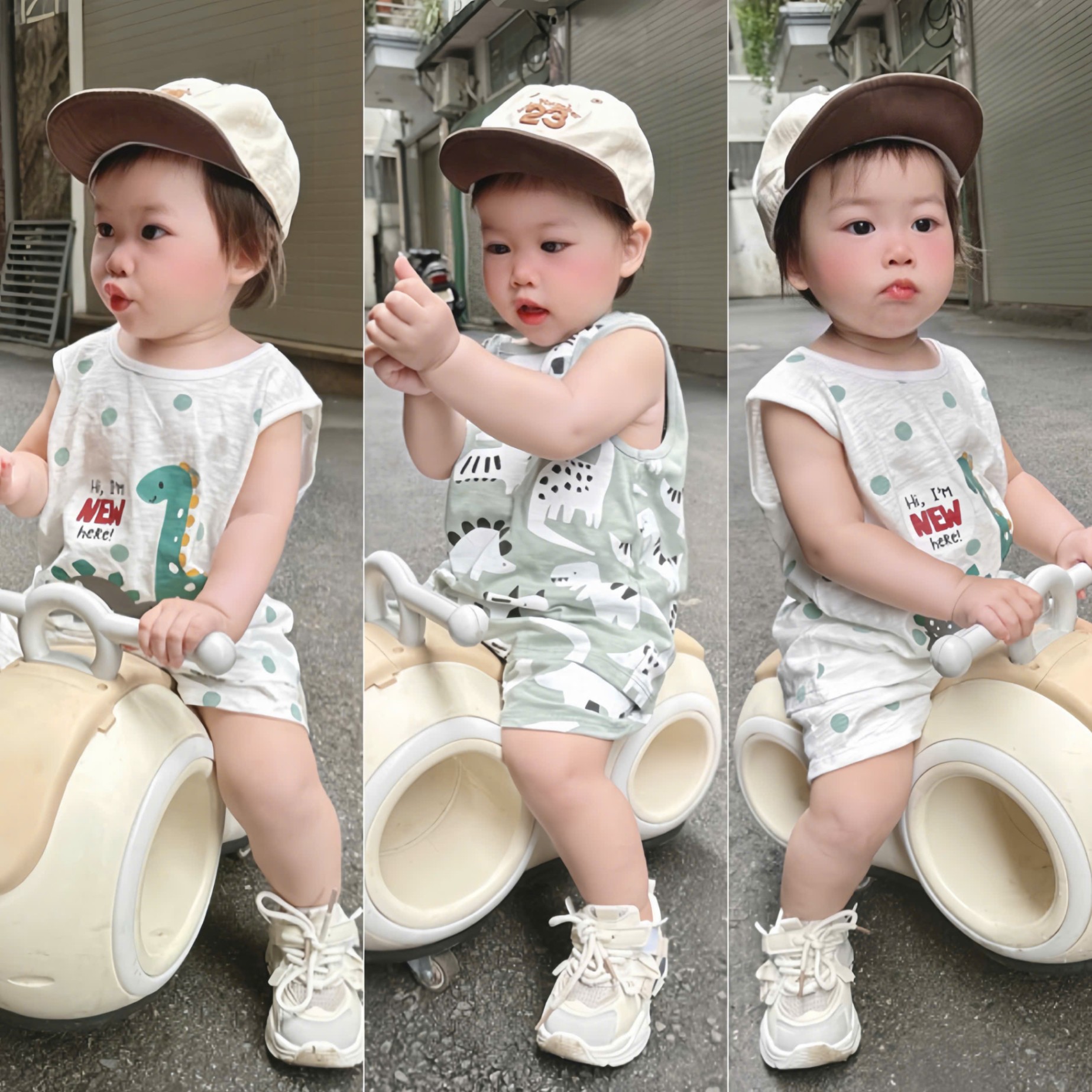 XẢ A279 - SET 2 BỘ XƯỚC KHỦNG LONG TONE XANH BƠ