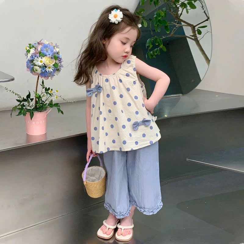 B814 - SET ĐŨI ÁO CHẤM BI ĐÍNH NƠ