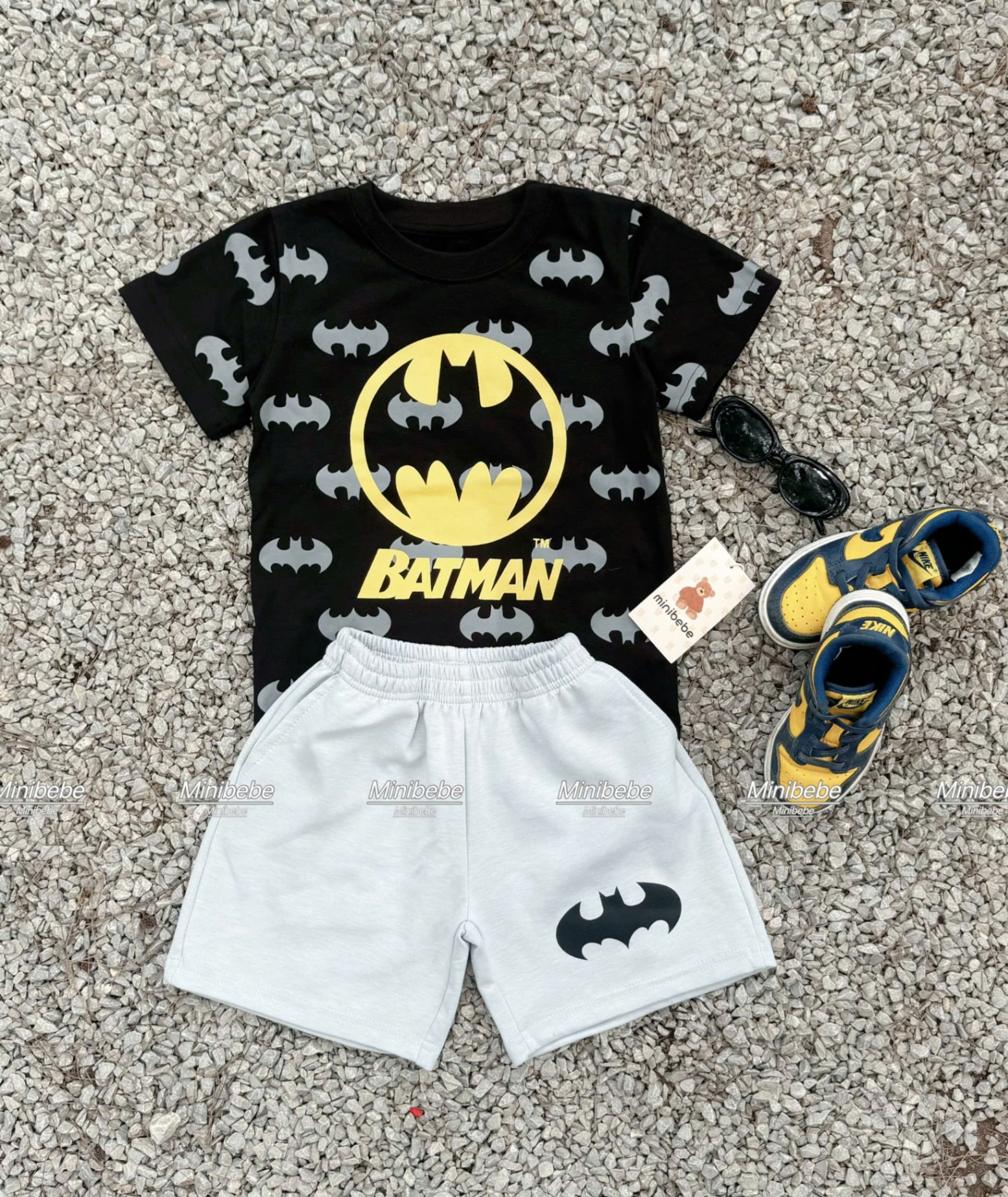 B119 - SET BỘ BATMAN ĐEN IN TRÀN QUẦN XÁM