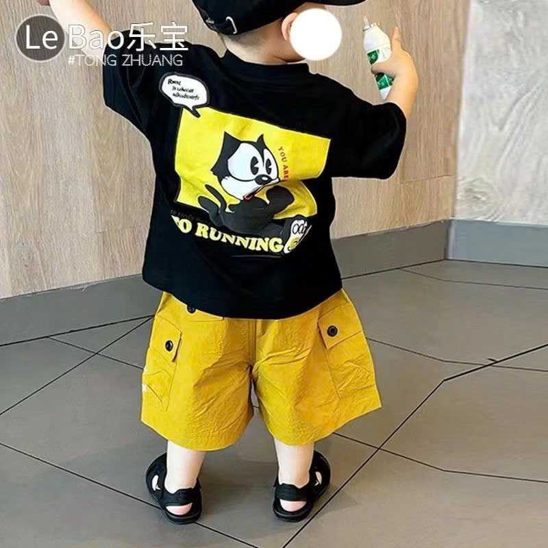 B201 - SET ĐEN ROMANCE MẶT SAU IN MÈO CHẠY QUẦN HỘP VÀNG