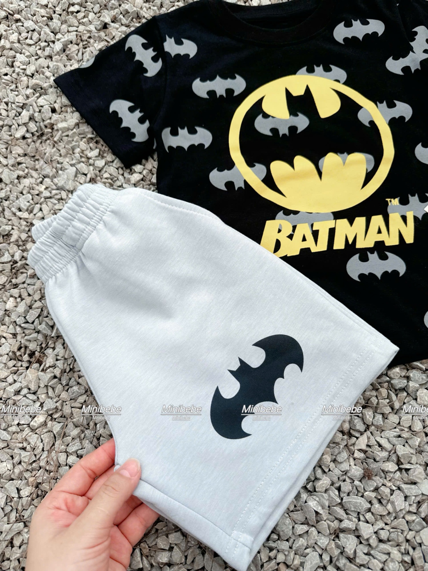 B119 - SET BỘ BATMAN ĐEN IN TRÀN QUẦN XÁM