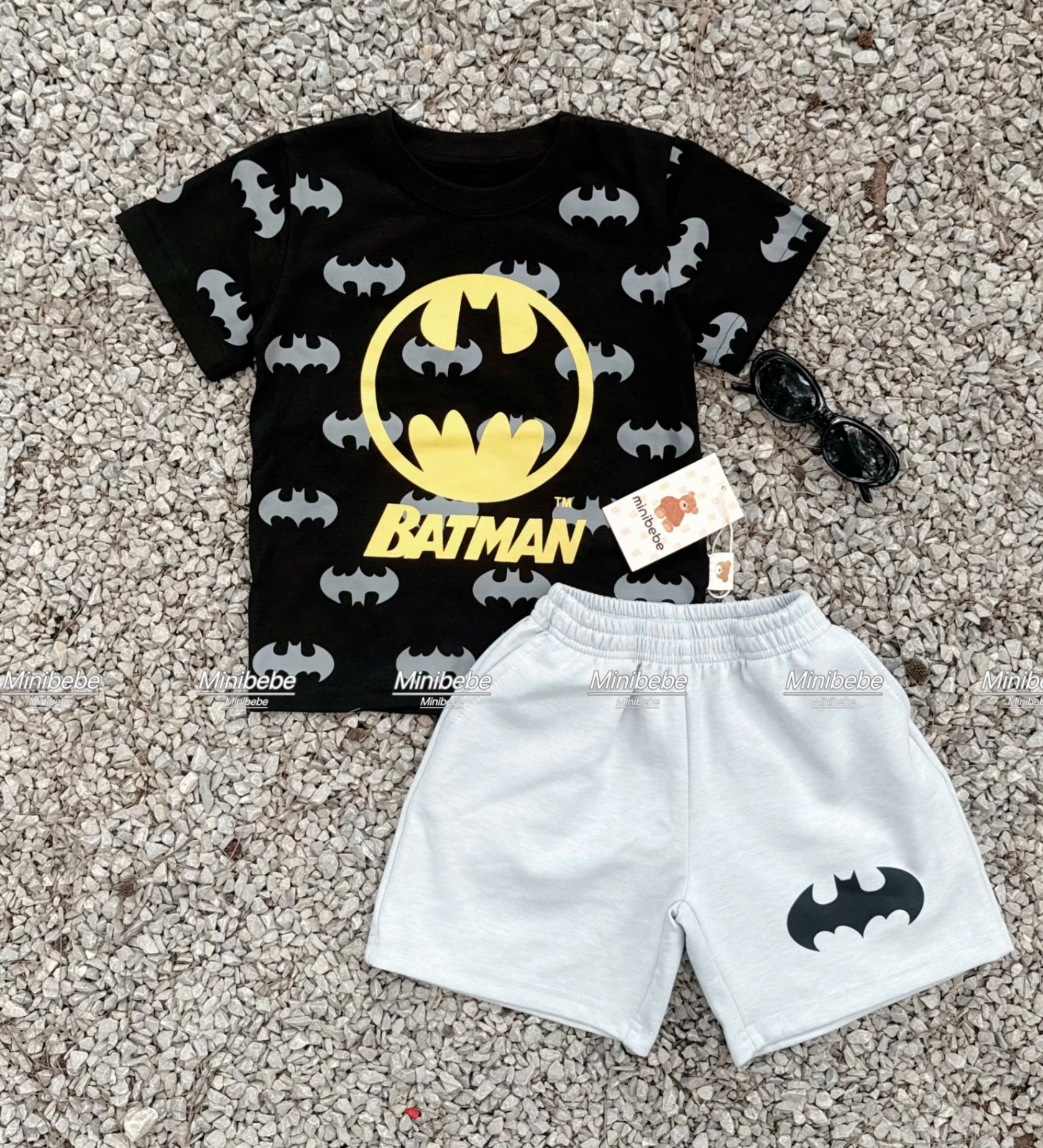 B119 - SET BỘ BATMAN ĐEN IN TRÀN QUẦN XÁM