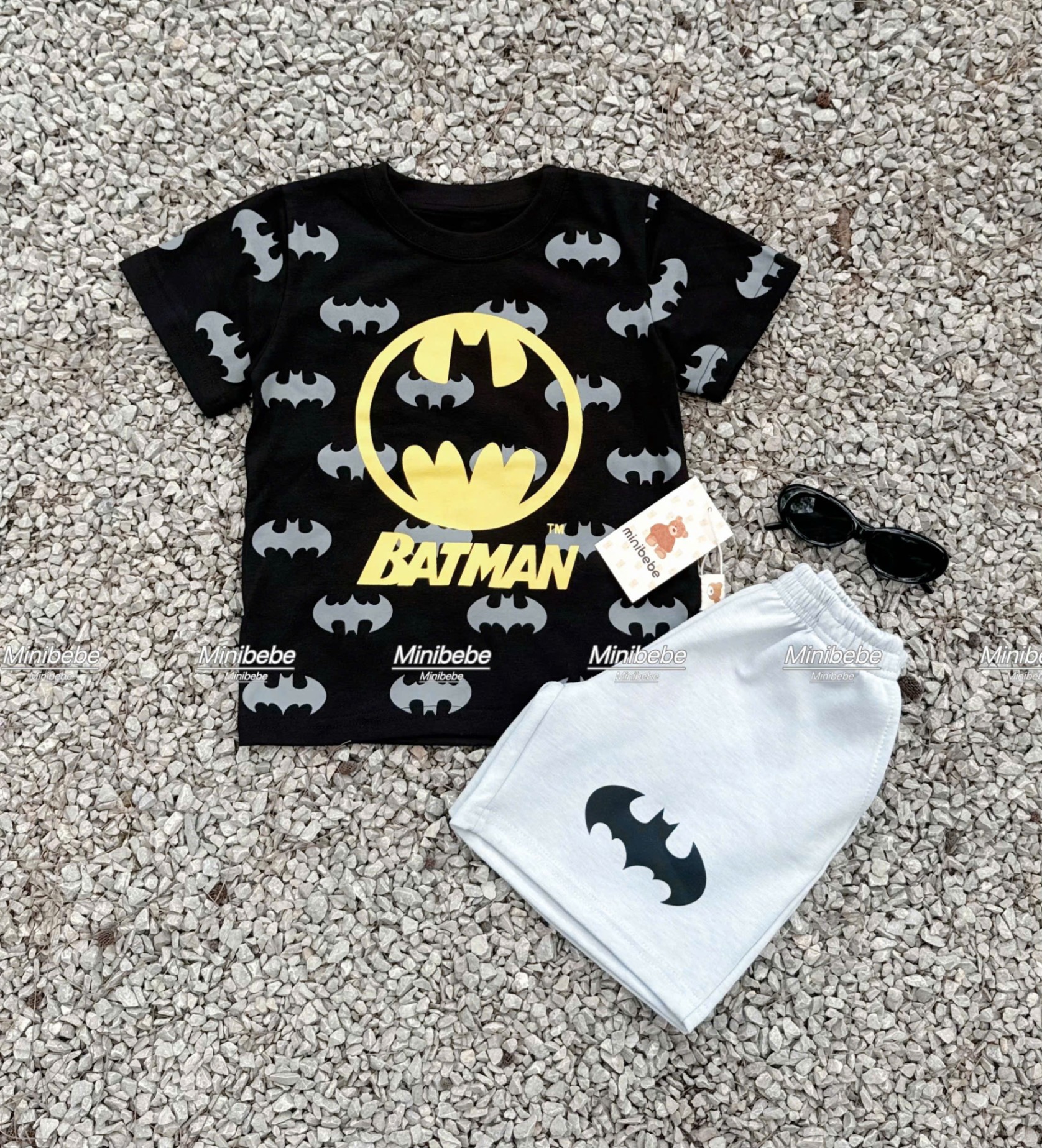 B119 - SET BỘ BATMAN ĐEN IN TRÀN QUẦN XÁM