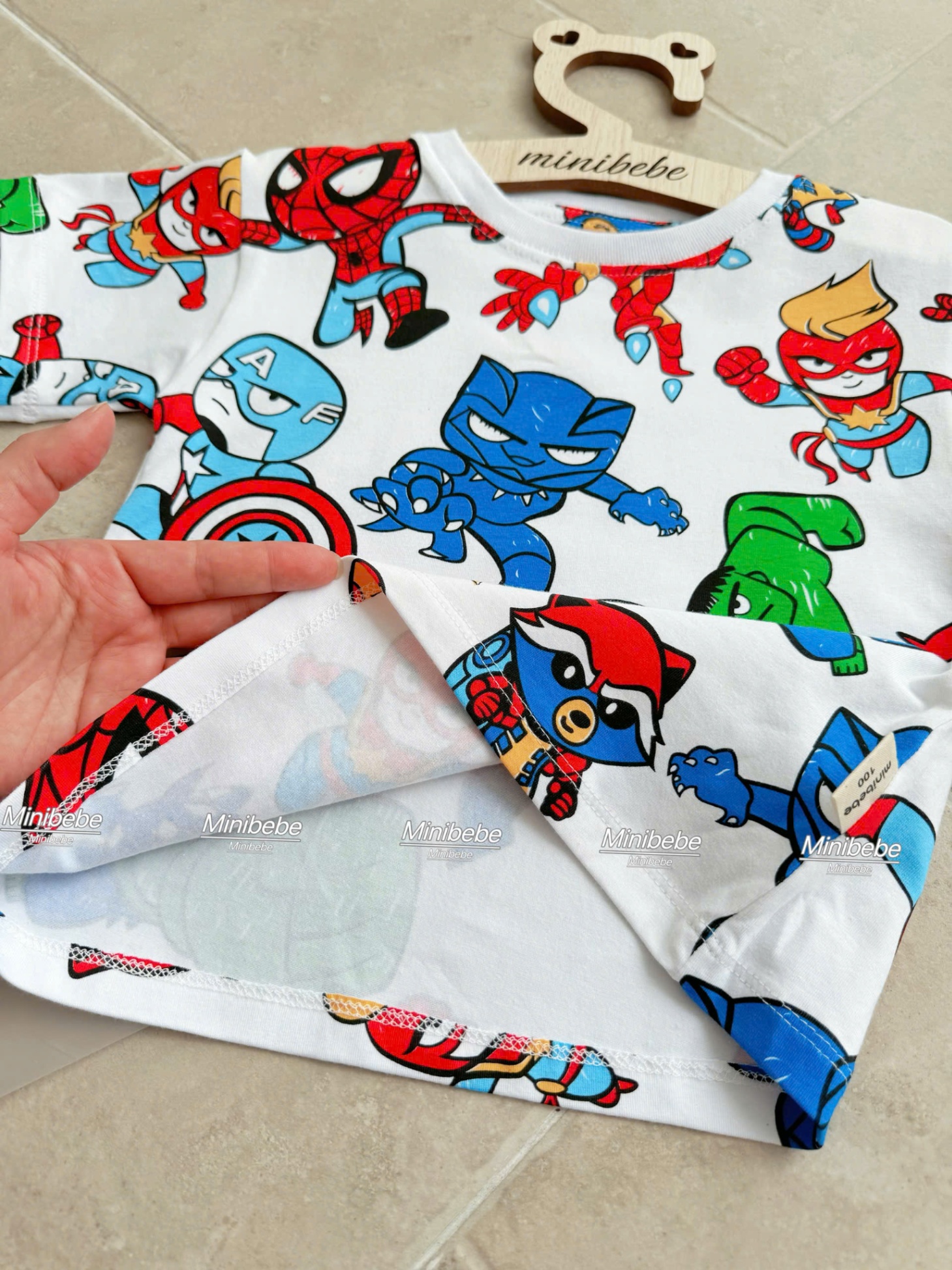B110 - SET BỘ ANH HÙNG MARVEL TRẮNG QUẦN JEAN