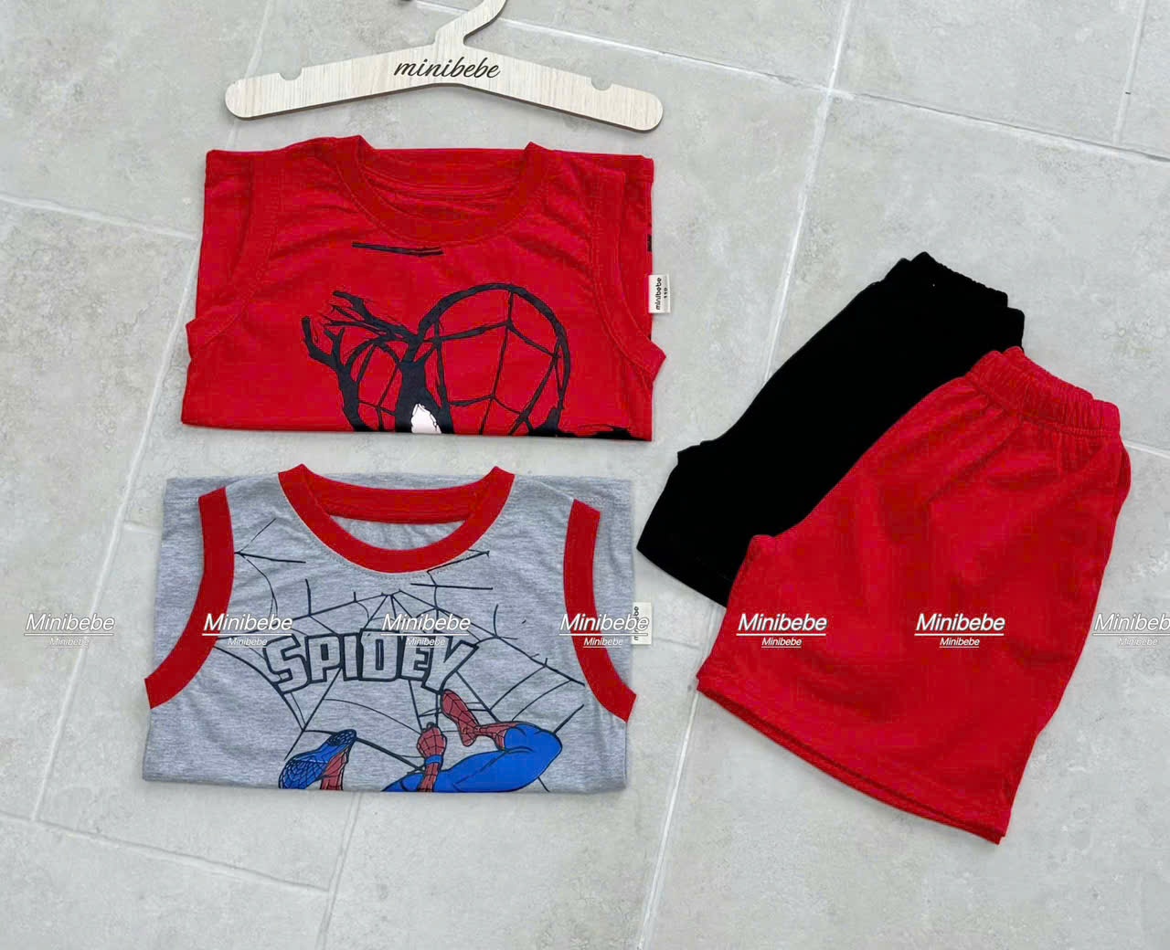 B512 - SET 2 BỘ BA LỖ NHỆN GHI ĐỎ ĐEN