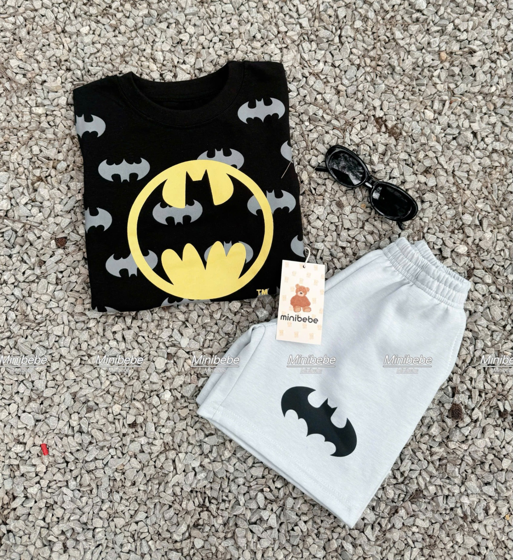 B119 - SET BỘ BATMAN ĐEN IN TRÀN QUẦN XÁM