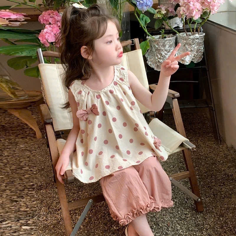 B814 - SET ĐŨI ÁO CHẤM BI ĐÍNH NƠ