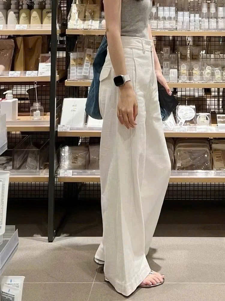 B334 -(GOM) QUẦN SUÔNG NỮ LINEN 2 MÀU