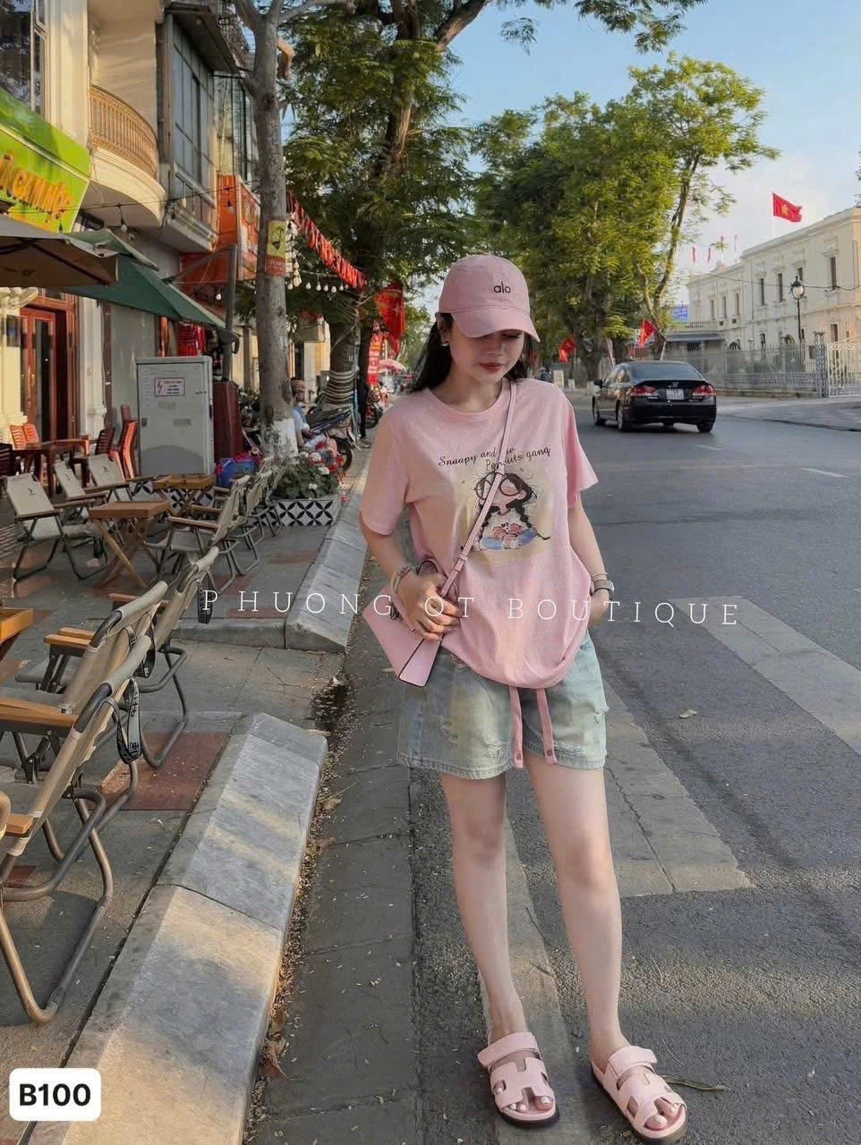 A187 - (GOM) SET ÁO PHÔNG HỒNG SNAAPY QUẦN JEAN