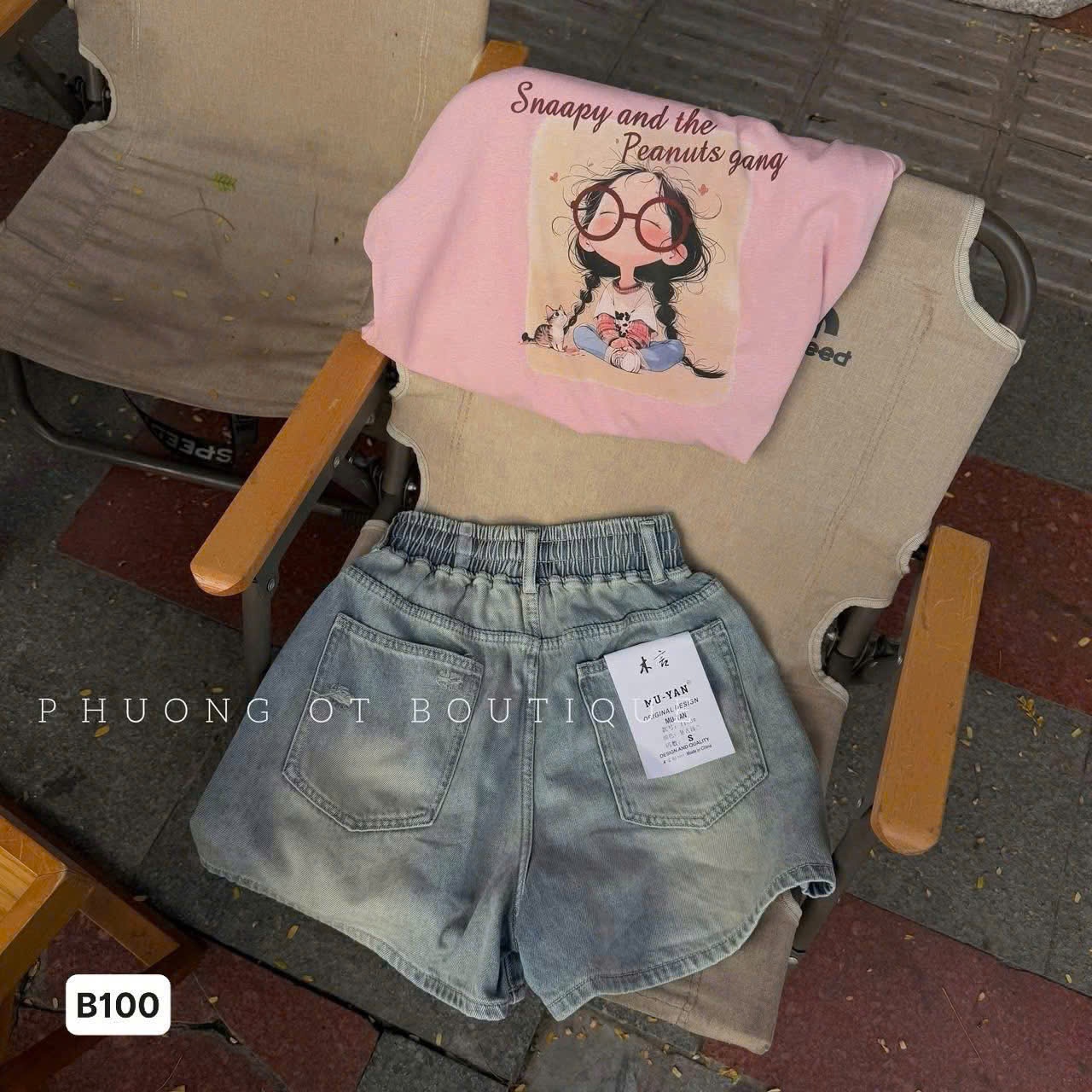 A187 - (GOM) SET ÁO PHÔNG HỒNG SNAAPY QUẦN JEAN