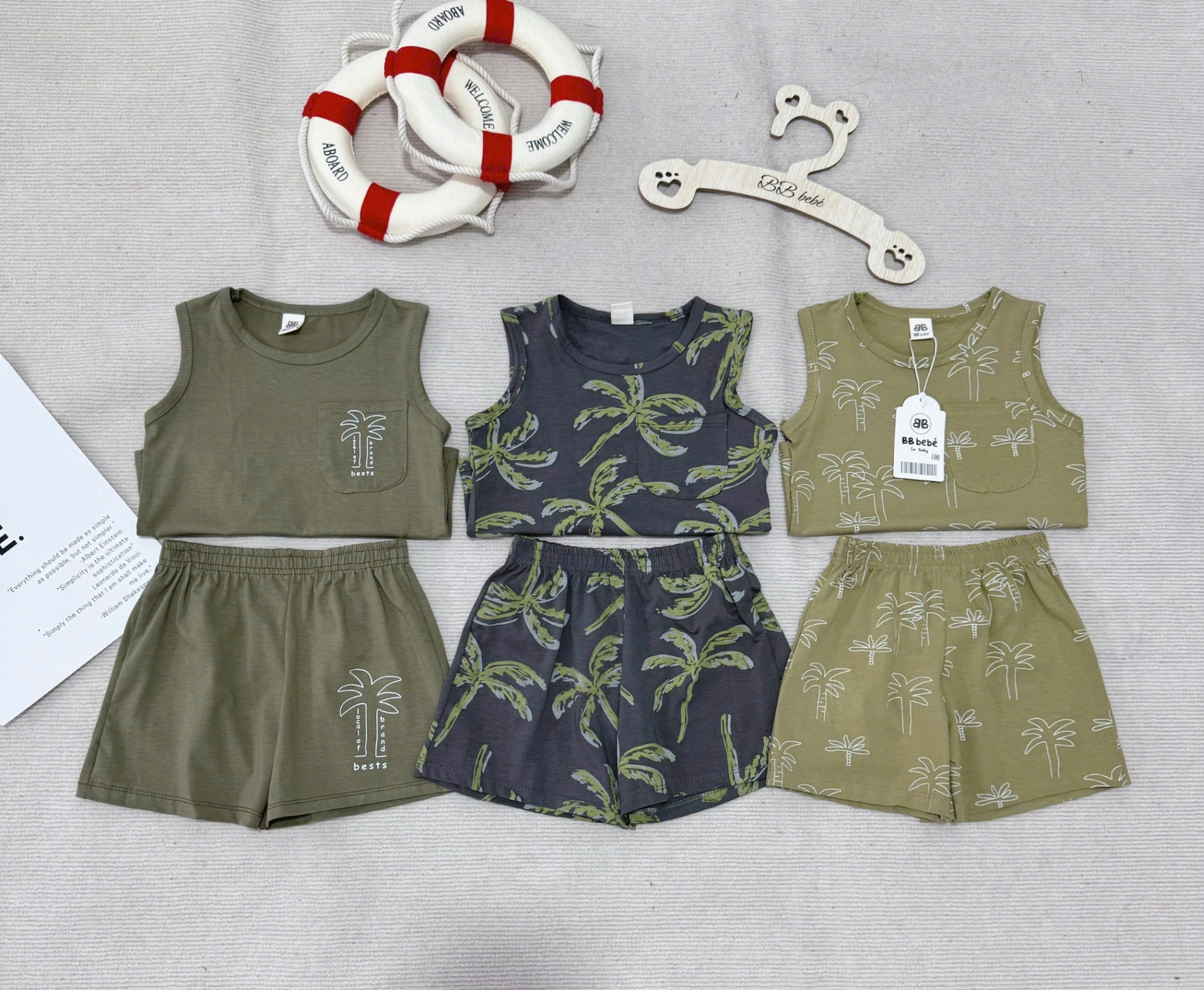 C133 - SET 3 BỘ CÂY DỪA RÊU GHI