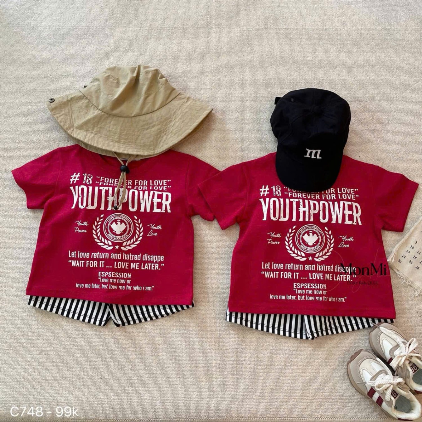 B312 -(GOM) SET BỘ ĐỎ YOUTHPOWER QUẦN SỌC ĐEN TRẮNG