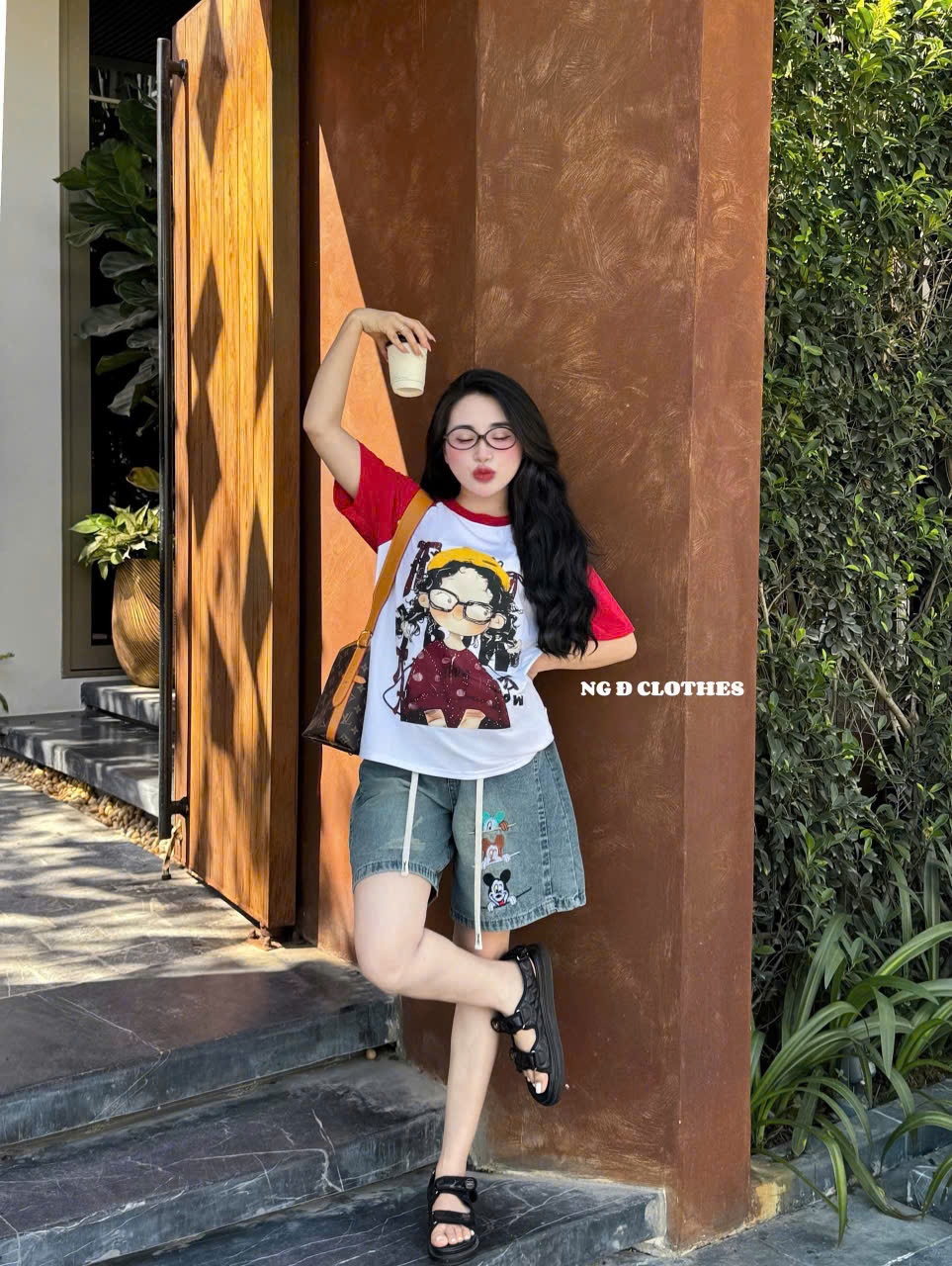 B356 - SET PHÔNG CÔ GÁI TAY PHỐI ĐỎ QUẦN JEAN MICKEY