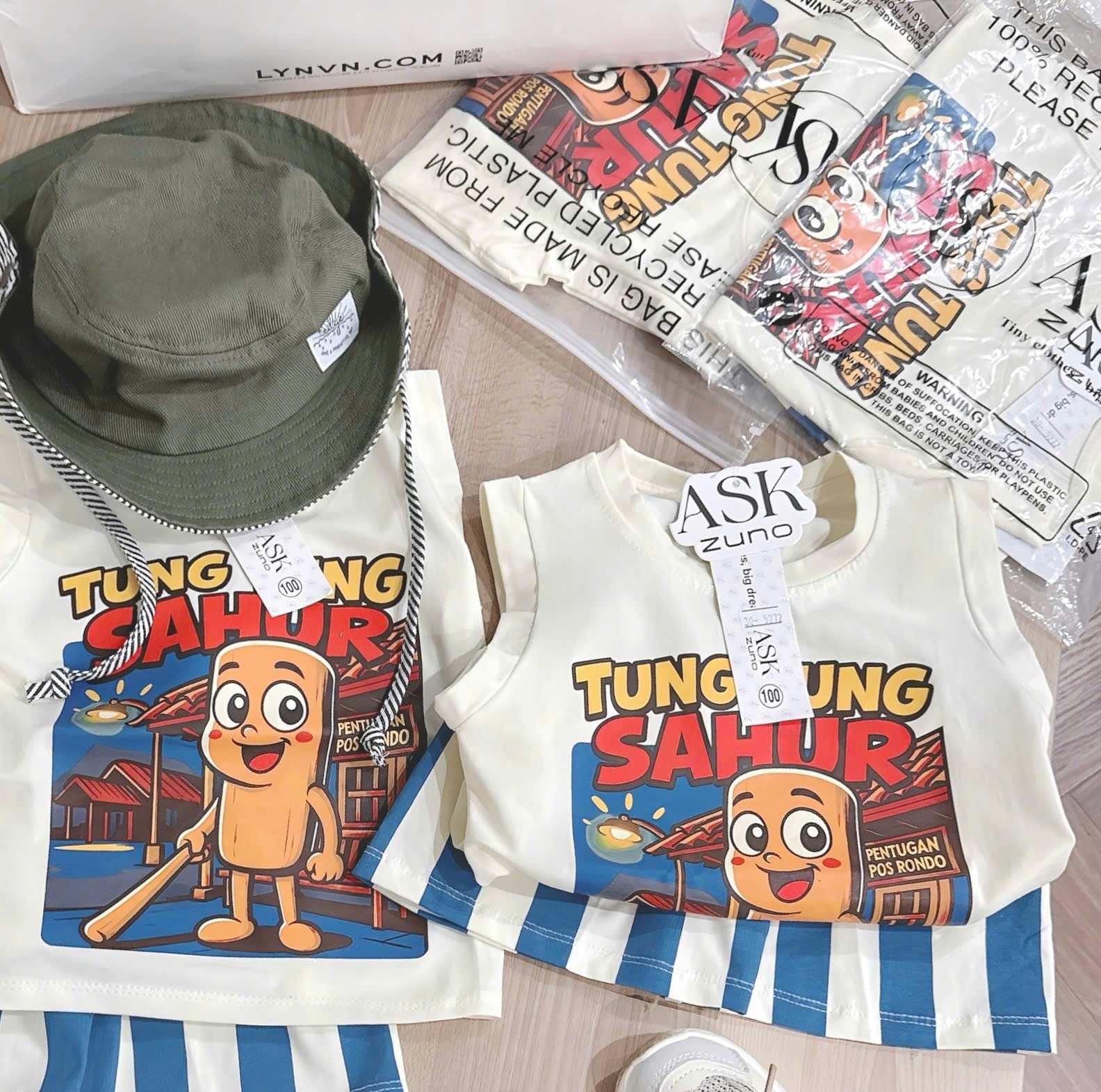 B562 - SET BỘ TUNGTUNG SAHUR QUẦN SỌC XANH