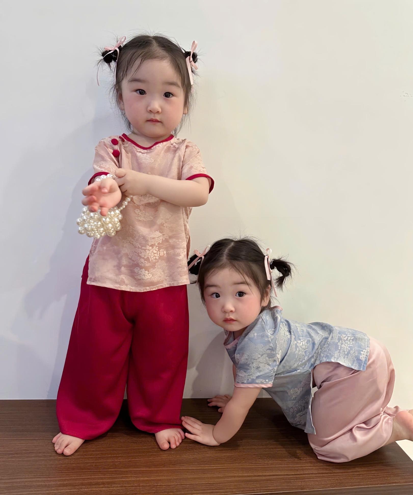 B959 - (GOM) SET BÀ BA LỤA BÉ GÁI 2 MÀU