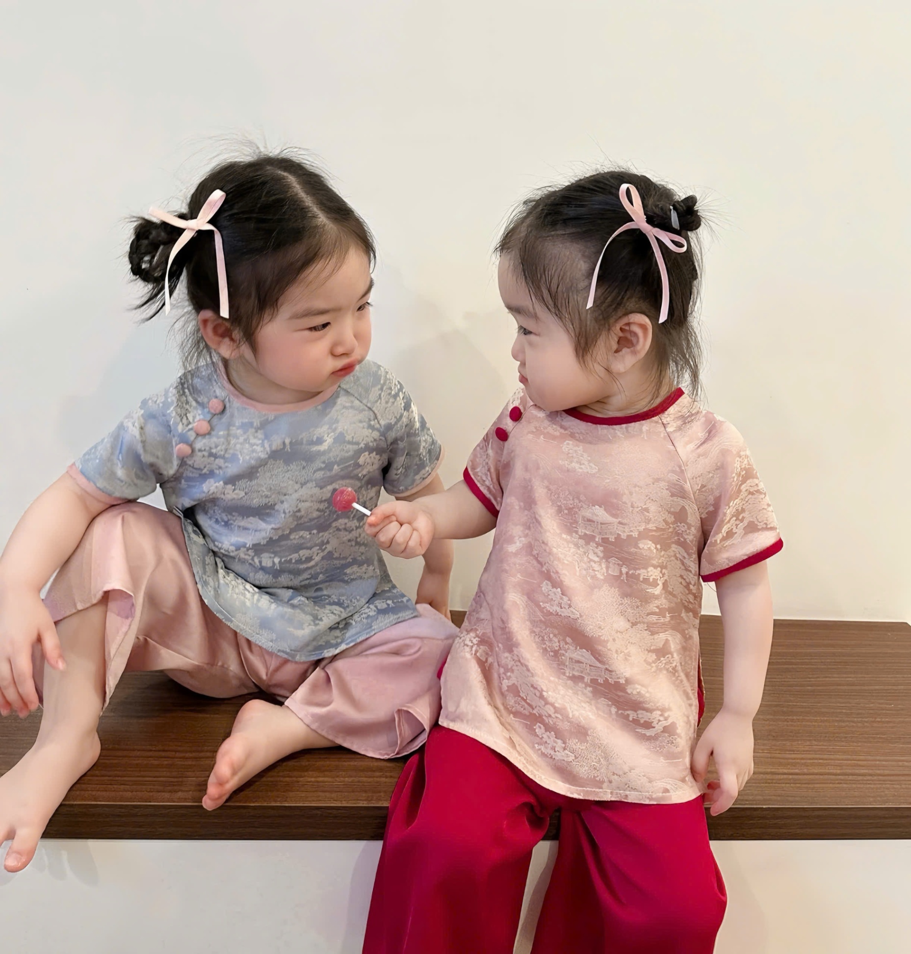 B959 - (GOM) SET BÀ BA LỤA BÉ GÁI 2 MÀU