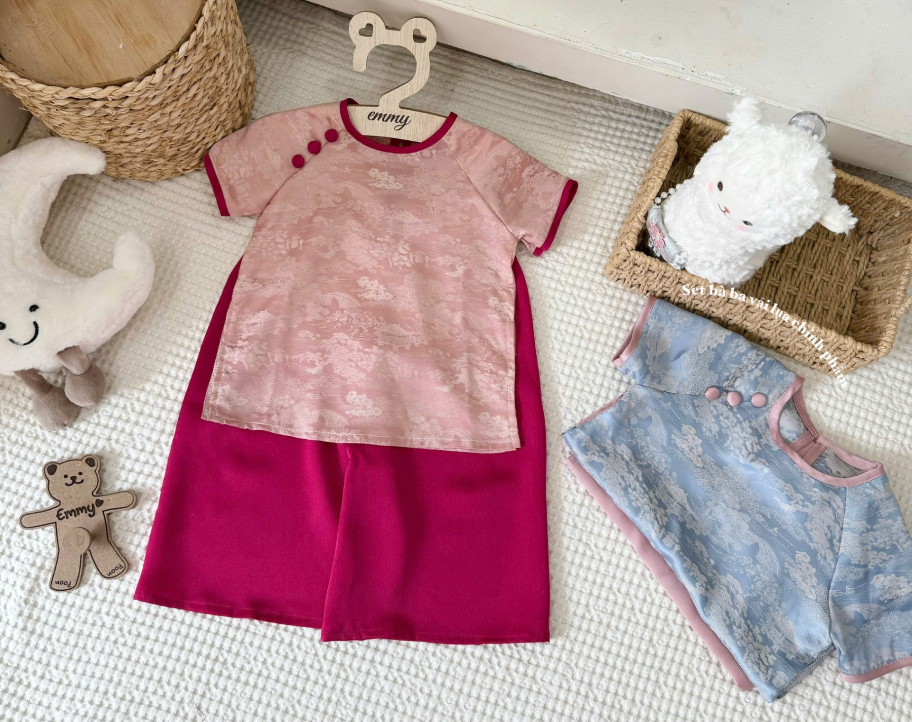 B959 - (GOM) SET BÀ BA LỤA BÉ GÁI 2 MÀU