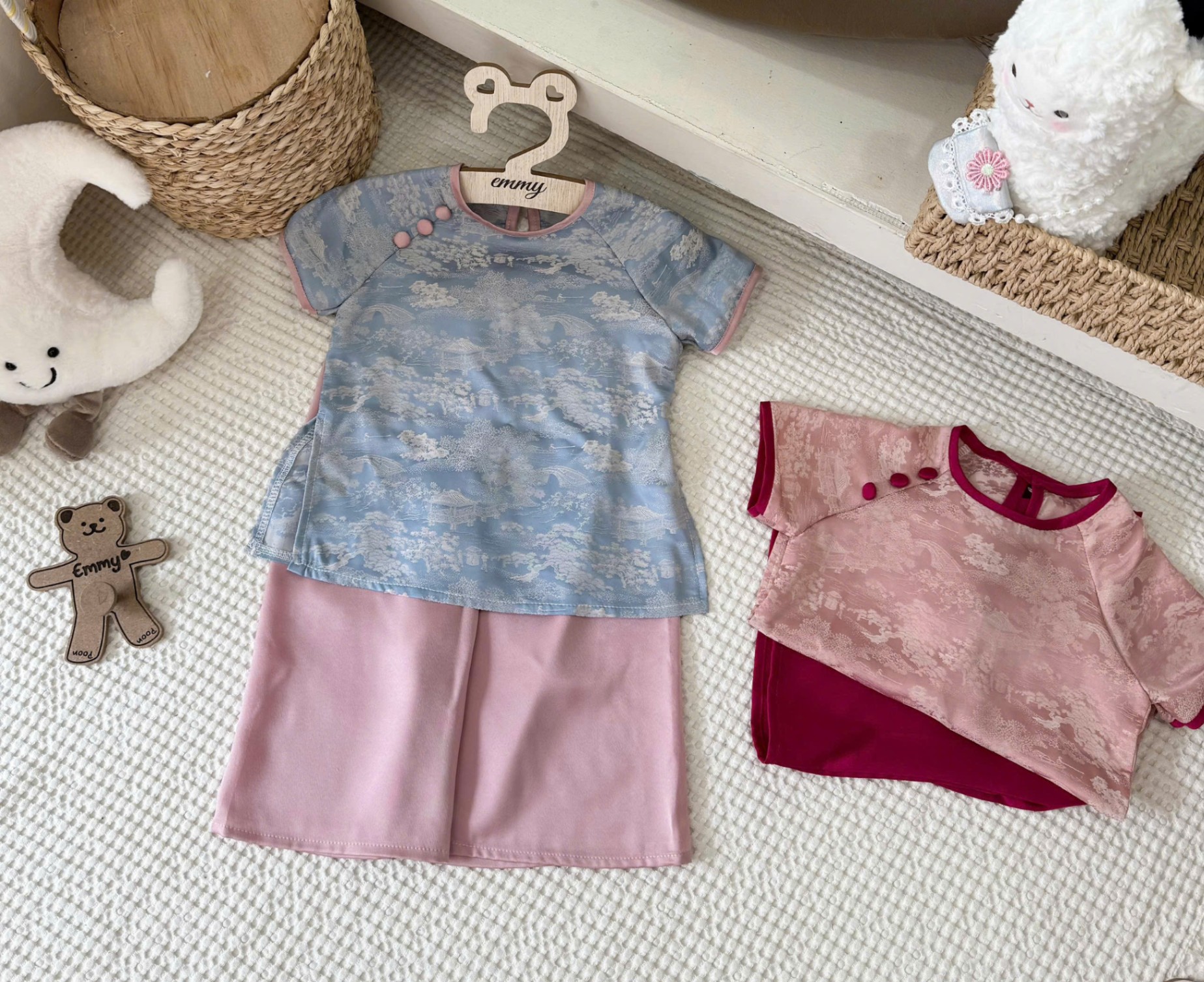 B959 - (GOM) SET BÀ BA LỤA BÉ GÁI 2 MÀU