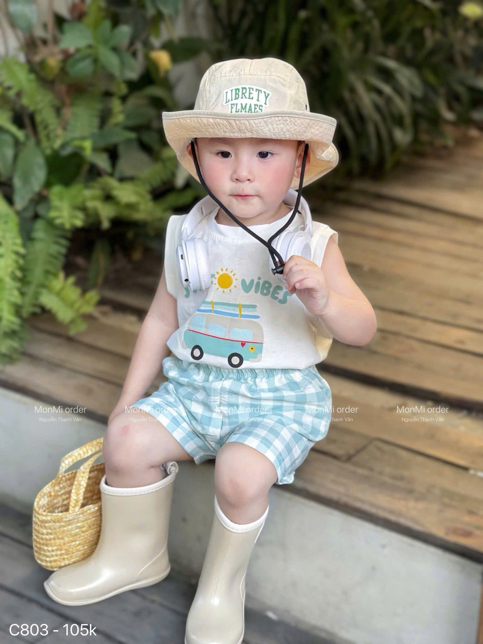A257 -(GOM) SET BỘ SURF VIBES QUẦN CARO XANH
