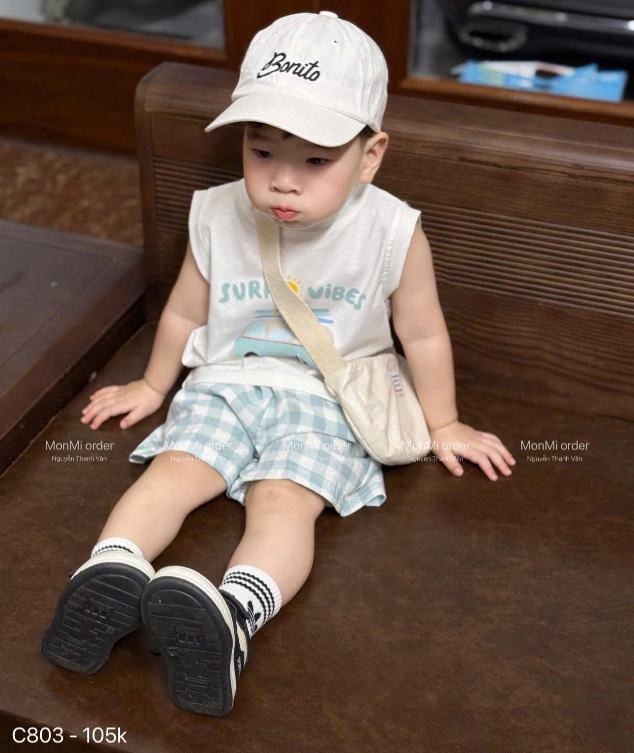 A257 -(GOM) SET BỘ SURF VIBES QUẦN CARO XANH
