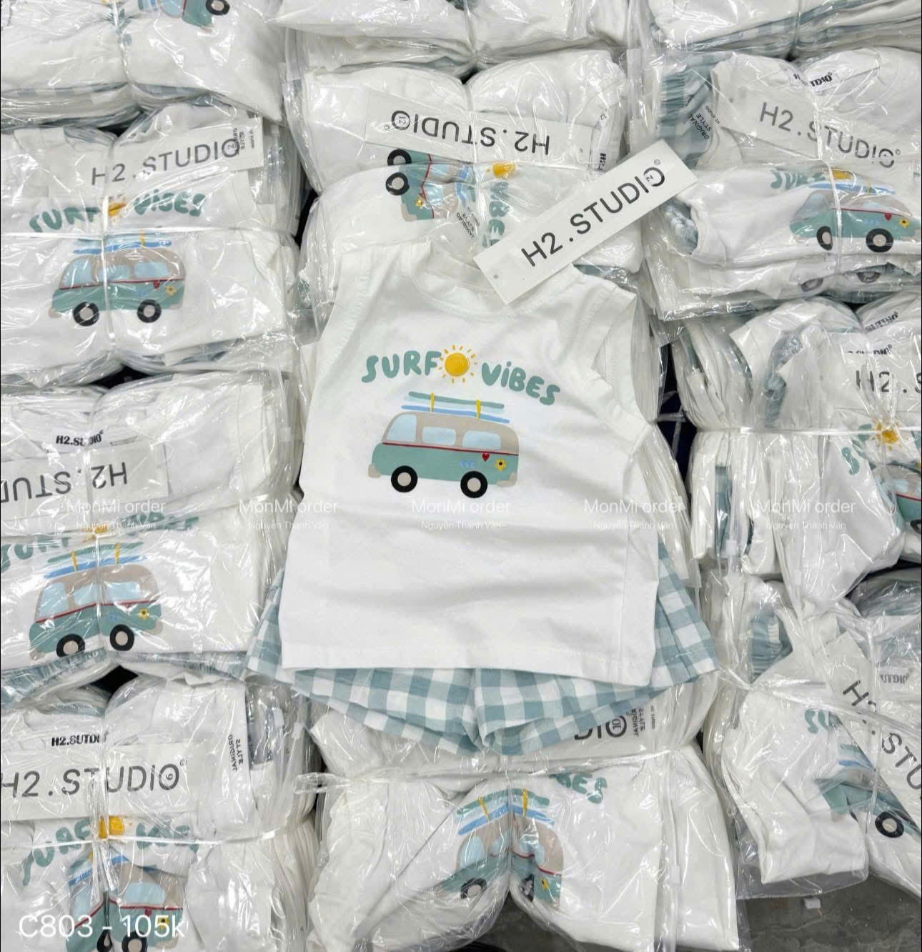 A257 -(GOM) SET BỘ SURF VIBES QUẦN CARO XANH