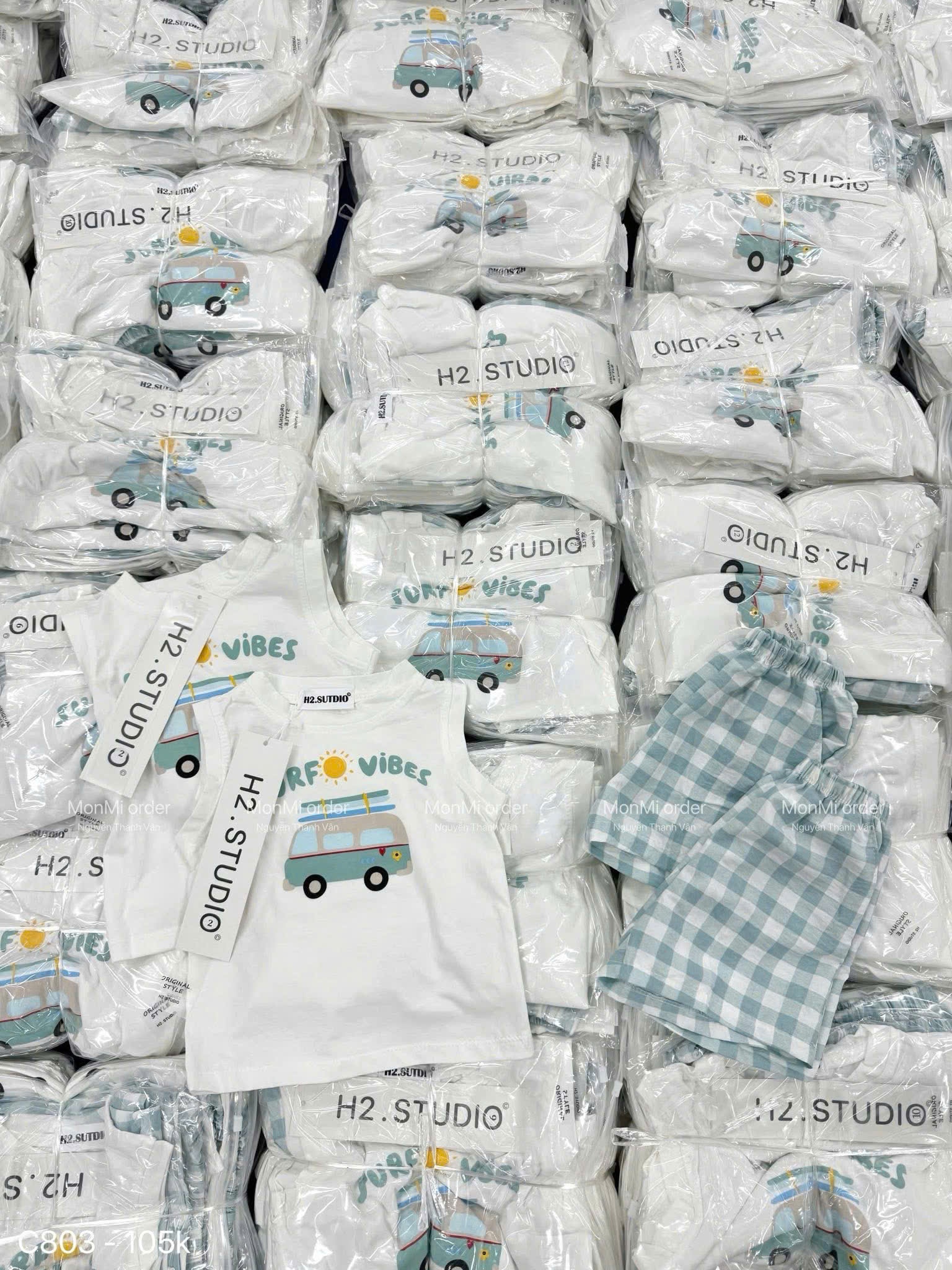 A257 -(GOM) SET BỘ SURF VIBES QUẦN CARO XANH