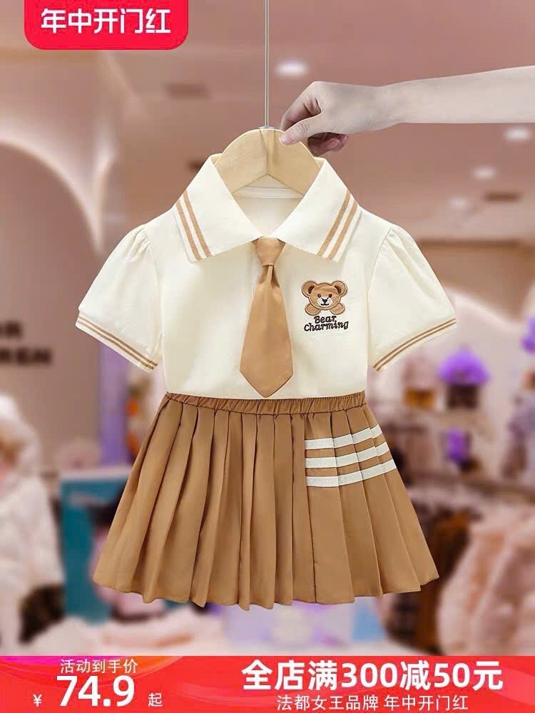 C215 - SET ÁO POLO THÊU GẤU KÈM CAVAT MIX CV NÂU